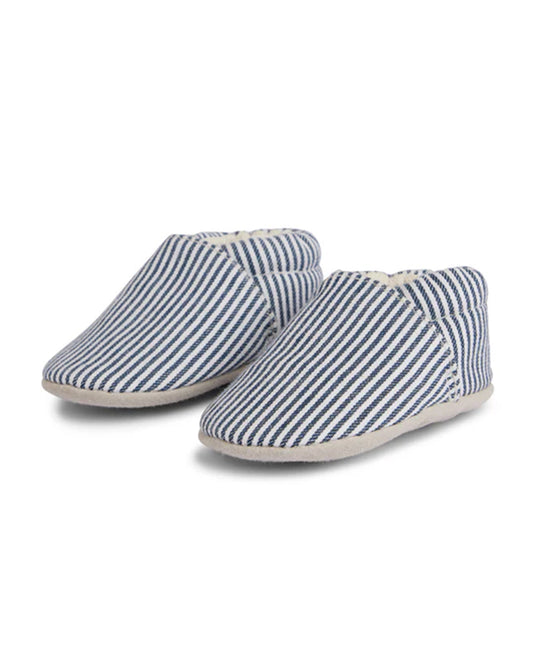 Elves Navy Blue Striped Anti-Skid Slip On Shoes For Infants