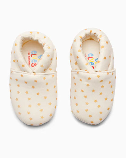 Elves Cream Starred Anti-Skid Slip On Shoes For Infants