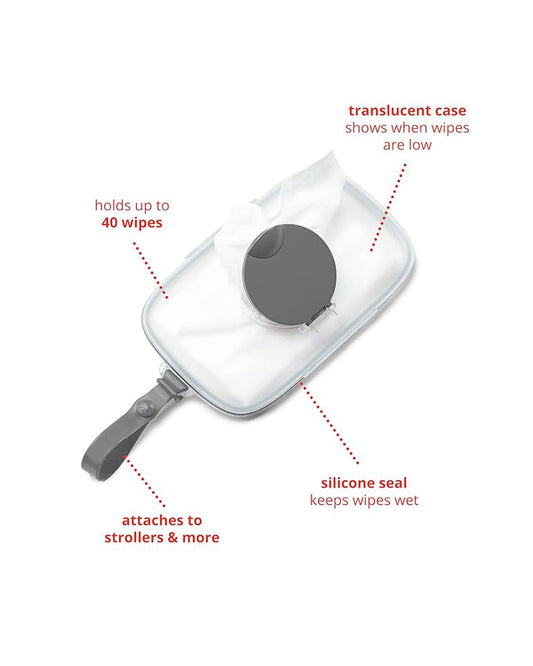 Skip Hop Grab & Go Snug Seal Wipe Case With Silicone Strap For On The Go-Grey