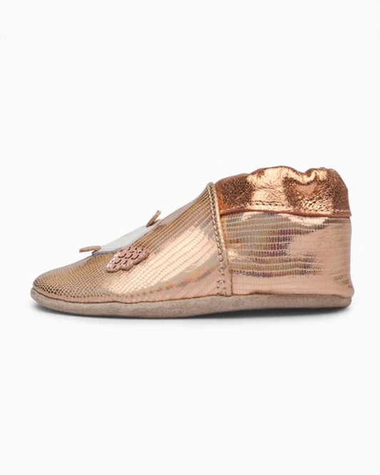 Elves Glittery Gold Anti-Skid Slip On Shoes For Infants