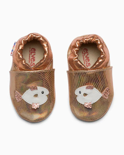 Elves Glittery Gold Anti-Skid Slip On Shoes For Infants