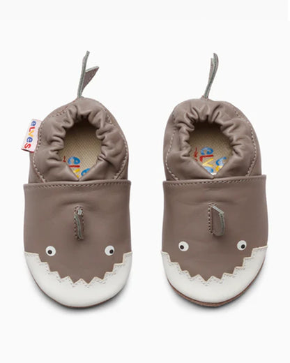 Elves Grey Shark Anti-Skid Slip On Shoes For Infants