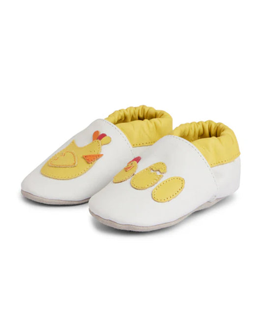 Elves White & Yellow Anti-Skid Slip On Shoes For Infants