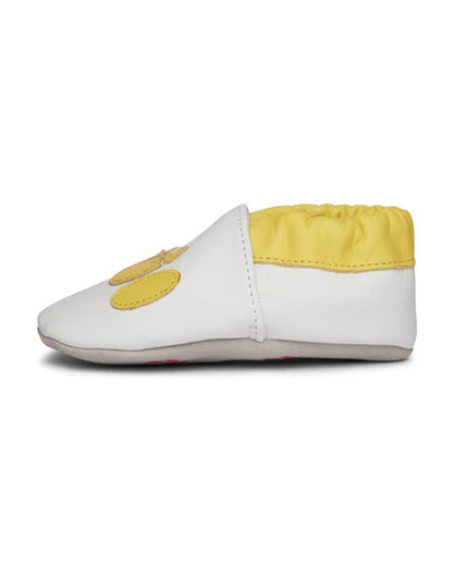 Elves White & Yellow Anti-Skid Slip On Shoes For Infants