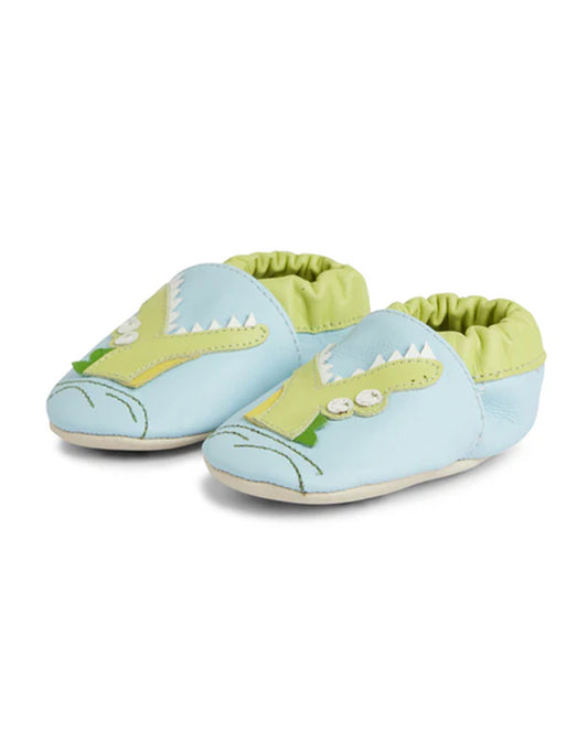 Elves Light Blue Crocodile Anti-Skid Slip On Shoes For Infants