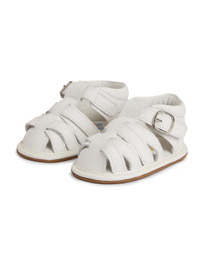 Elves White Crisscross Buckle Closure Ethnic Sandals For Infants