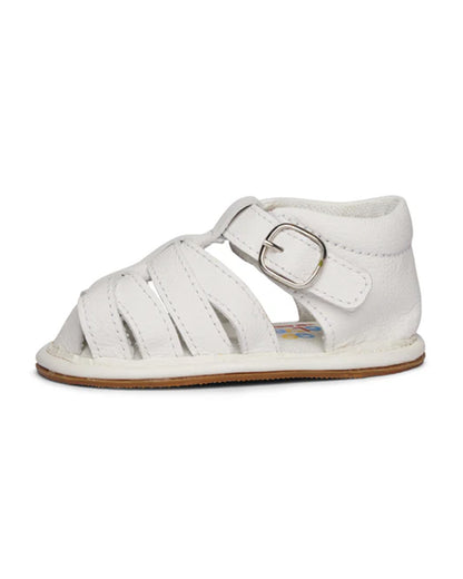 Elves White Crisscross Buckle Closure Ethnic Sandals For Infants