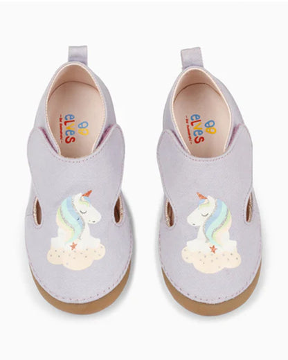 Elves Lavender Unicorn Velcro Sandals For Infants