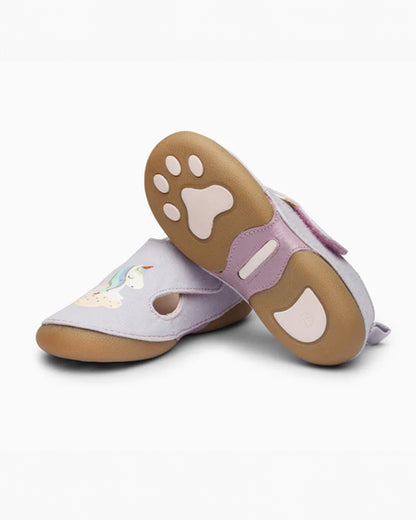 Elves Lavender Unicorn Velcro Sandals For Infants