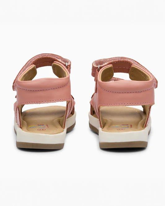 Elves Peach Straps Velcro Sandals For Infants