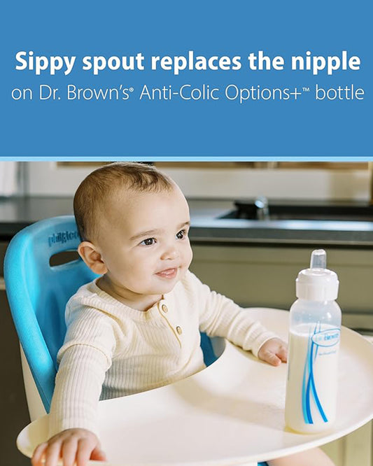 Dr. Brown's Narrow Nipple For Sippy Spout Bottle-Anti Colic Effect-100% Silicone-Pack of 2-Feeding Bottle Teat