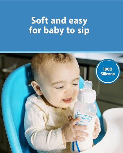 Dr. Brown's Narrow Nipple For Sippy Spout Bottle-Anti Colic Effect-100% Silicone-Pack of 2-Feeding Bottle Teat