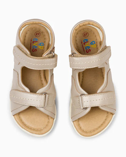 Elves Grey Straps Velcro Sandals For Infants