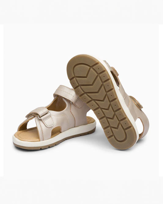 Elves Grey Straps Velcro Sandals For Infants