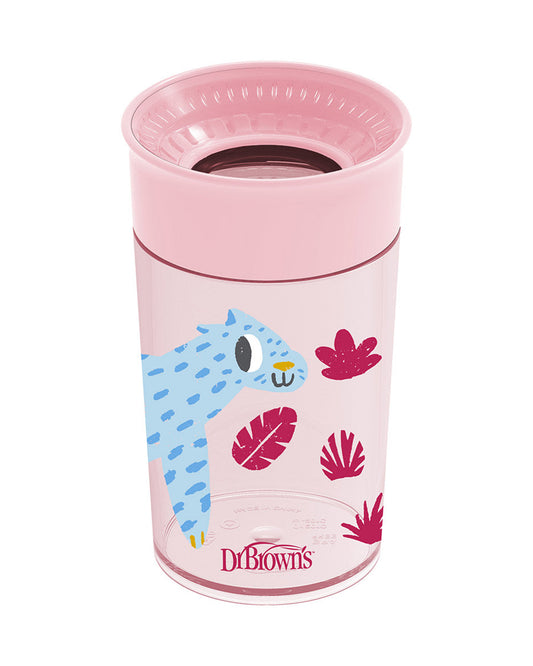 Dr. Brown's Smooth Wall Cheers 360 Cup-Pink Deco-Leak Proof-For Infants