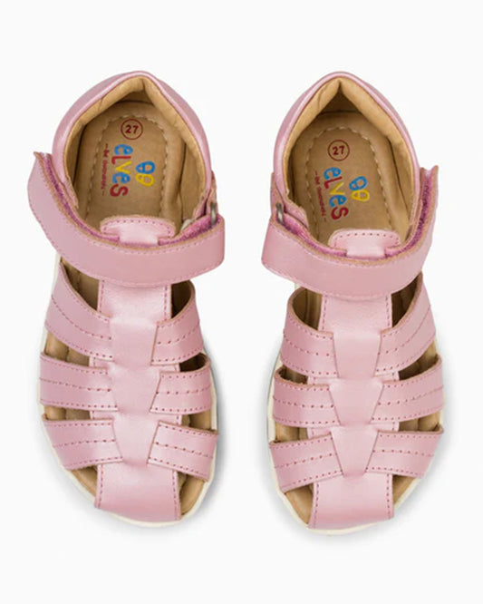 Elves Pink Crisscross Velcro Sandals For Infants