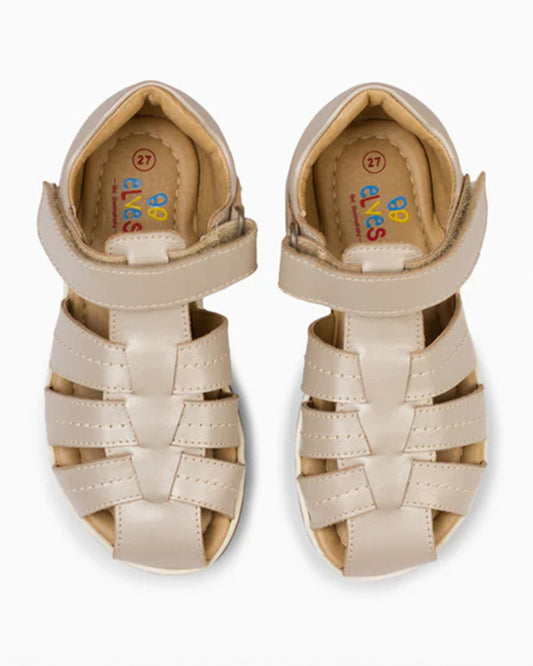 Elves Grey Crisscross Velcro Sandals For Infants