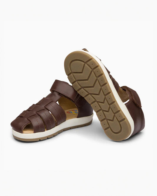 Elves Chocolate Brown Crisscross Velcro Sandals For Infants