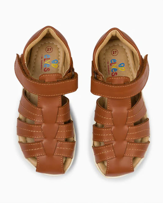 Elves Tan Brown Crisscross Velcro Sandals For Infants