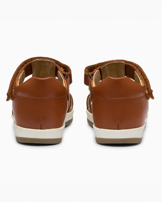 Elves Tan Brown Crisscross Velcro Sandals For Infants