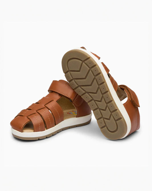 Elves Tan Brown Crisscross Velcro Sandals For Infants