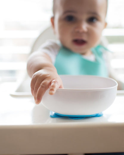 Dr. Brown's No Slip Bowl-With Suction Base-Pack of 2-Blue & Yellow-For Feeding Infants