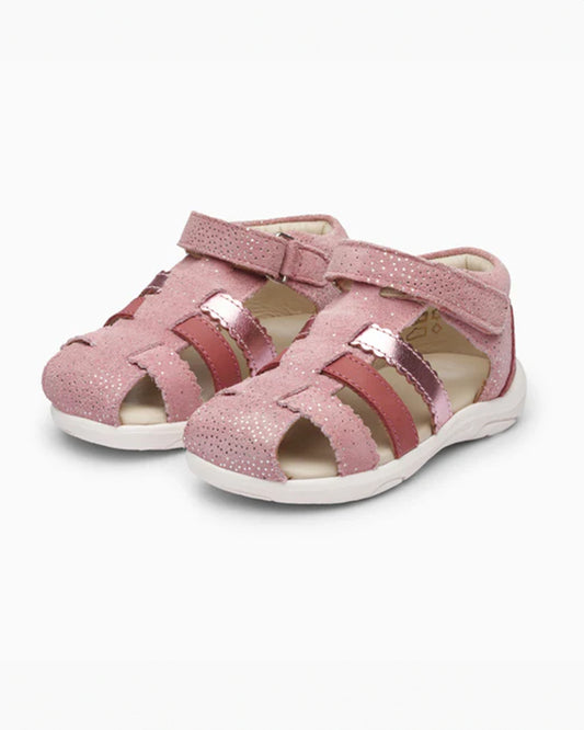 Elves Pink Glitter Crisscross Velcro Sandals For Infants