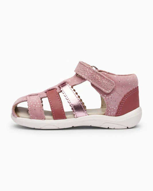 Elves Pink Glitter Crisscross Velcro Sandals For Infants
