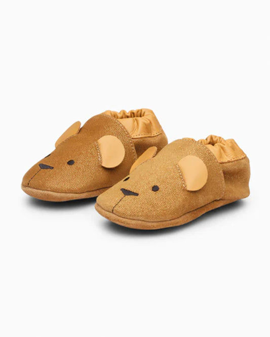 Elves Brown Teddy Bear Anti-Skid Slip On Shoes For Infants