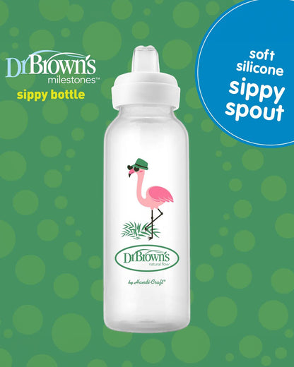 Dr. Brown's Milestones Sippy Spout Feeding Bottle-Anti Colic-250 ml-Flamingo-6 to 24M