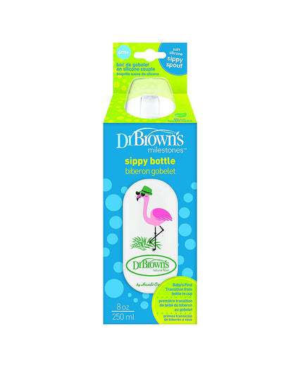 Dr. Brown's Milestones Sippy Spout Feeding Bottle-Anti Colic-250 ml-Flamingo-6 to 24M