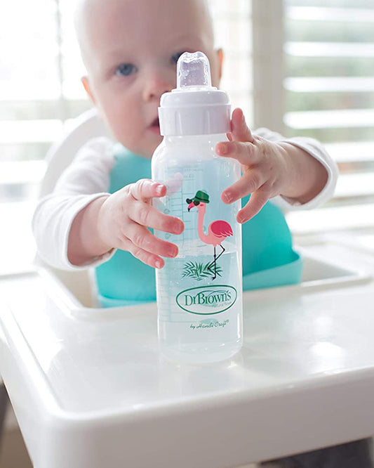 Dr. Brown's Milestones Sippy Spout Feeding Bottle-Anti Colic-250 ml-Flamingo-6 to 24M