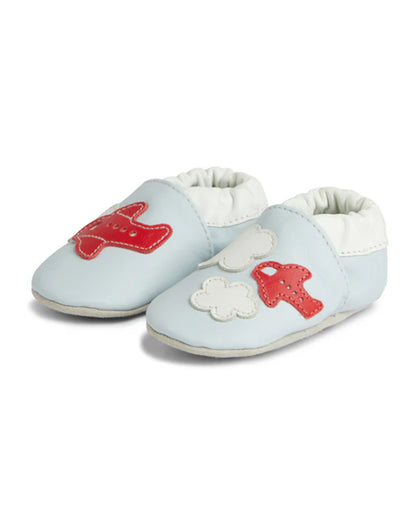 Elves Light Blue Aeroplane Anti-Skid Slip On Shoes For Infants