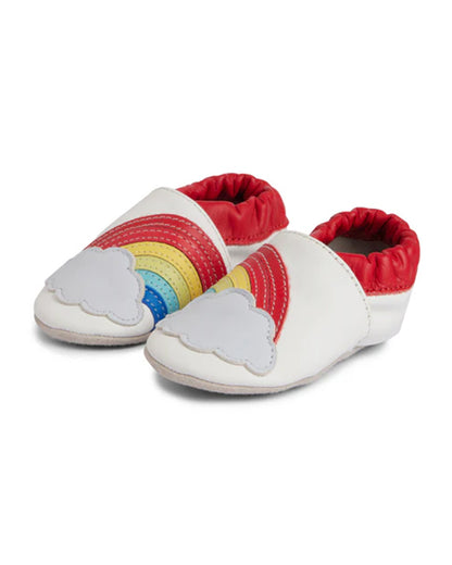 Elves White & Red Rainbow Anti-Skid Slip On Shoes For Infants