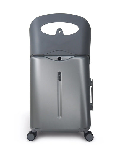 Miamily Charcoal Grey Ride On Trolley Carry On Luggage-Swiss Design-with 3 Digit Lock and Built in Seat for Kids & Adults