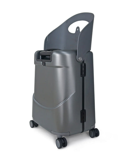 Miamily Charcoal Grey Ride On Trolley Carry On Luggage-Swiss Design-with 3 Digit Lock and Built in Seat for Kids & Adults