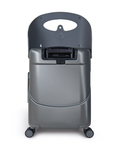 Miamily Charcoal Grey Ride On Trolley Carry On Luggage-Swiss Design-with 3 Digit Lock and Built in Seat for Kids & Adults