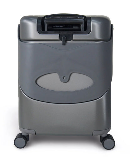 Miamily Charcoal Grey Ride On Trolley Carry On Luggage-Swiss Design-with 3 Digit Lock and Built in Seat for Kids & Adults