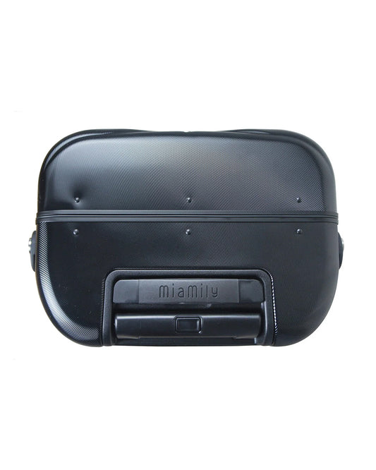 Miamily Midnight Black Ride On Trolley Carry On Luggage-Swiss Design-with 3 Digit Lock and Built in Seat for Kids & Adults