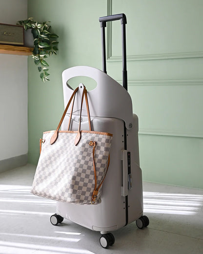 Miamily Mist Grey Ride On Trolley Carry On Luggage-Swiss Design-with 3 Digit Lock and Built in Seat for Kids & Adults