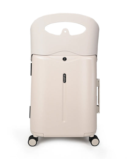 Miamily Mist Grey Ride On Trolley Carry On Luggage-Swiss Design-with 3 Digit Lock and Built in Seat for Kids & Adults