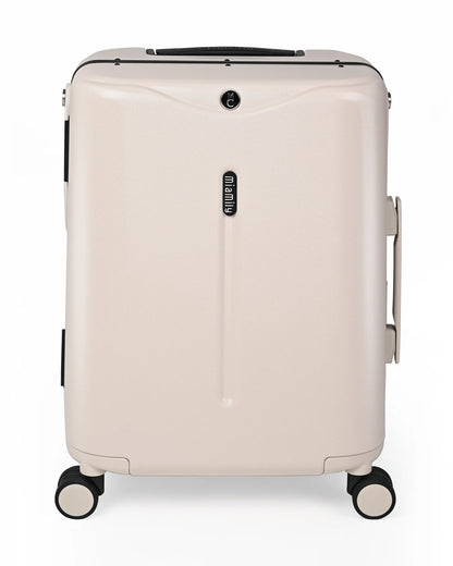 Miamily Mist Grey Ride On Trolley Carry On Luggage-Swiss Design-with 3 Digit Lock and Built in Seat for Kids & Adults