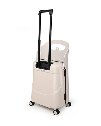 Miamily Mist Grey Ride On Trolley Carry On Luggage-Swiss Design-with 3 Digit Lock and Built in Seat for Kids & Adults