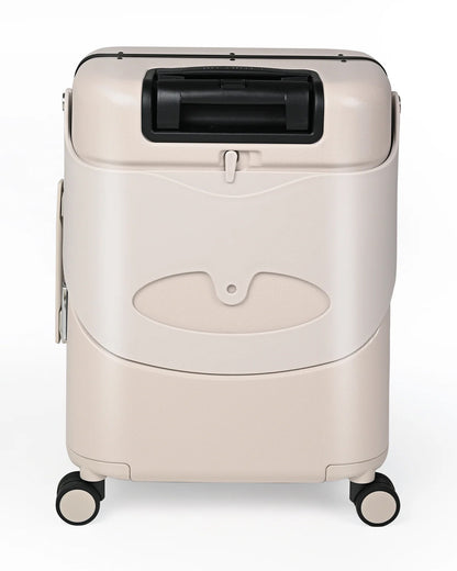 Miamily Mist Grey Ride On Trolley Carry On Luggage-Swiss Design-with 3 Digit Lock and Built in Seat for Kids & Adults