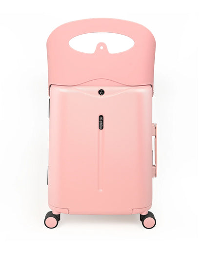 Miamily Dusky Pink Ride On Trolley Carry On Luggage-Swiss Design-with 3 Digit Lock and Built in Seat for Kids & Adults