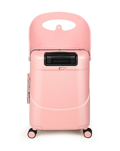 Miamily Dusky Pink Ride On Trolley Carry On Luggage-Swiss Design-with 3 Digit Lock and Built in Seat for Kids & Adults