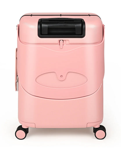 Miamily Dusky Pink Ride On Trolley Carry On Luggage-Swiss Design-with 3 Digit Lock and Built in Seat for Kids & Adults