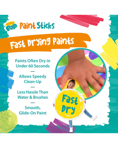 Paint Pop Classic Quick Dry Paint Sticks-Pack Of 6-Non-Toxic & Mess Free-Art & Craft Kit-18M+