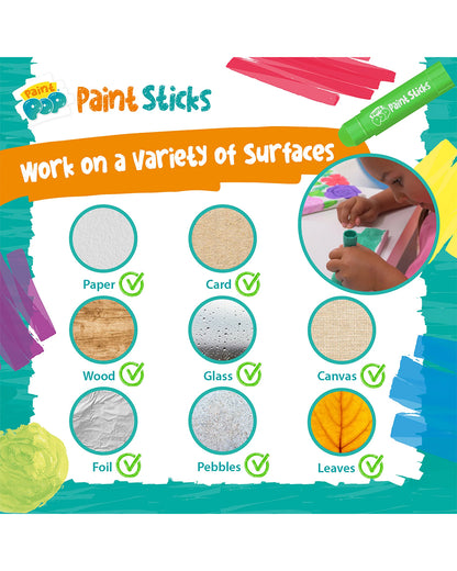 Paint Pop Classic Quick Dry Paint Sticks-Pack Of 6-Non-Toxic & Mess Free-Art & Craft Kit-18M+