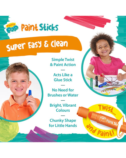 Paint Pop Classic Quick Dry Paint Sticks-Pack Of 6-Non-Toxic & Mess Free-Art & Craft Kit-18M+